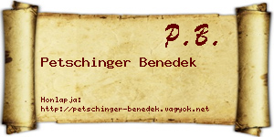 Petschinger Benedek névjegykártya